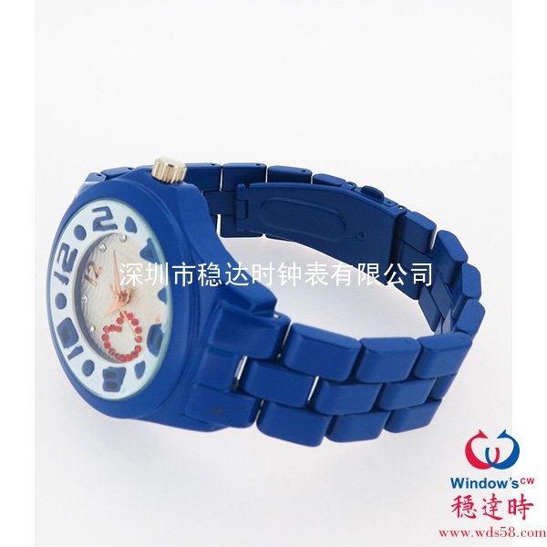 噴藍色油合金殼帶手表