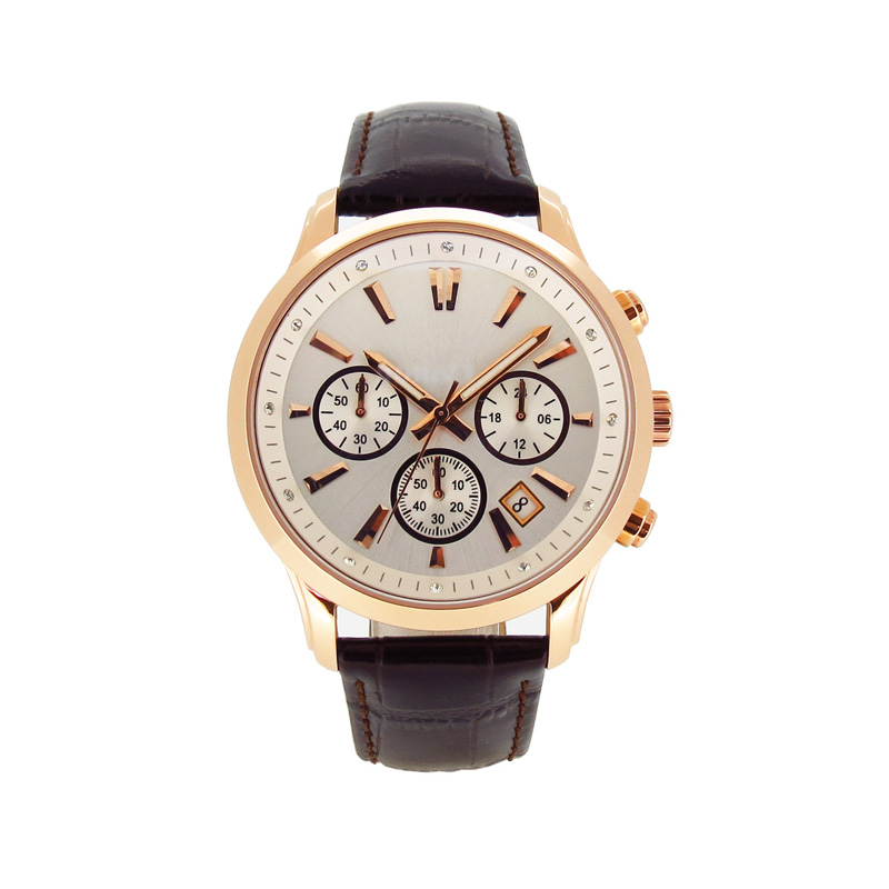 穩(wěn)達(dá)時(shí)不銹鋼配真皮表帶手表定做工廠