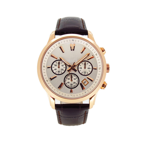 穩(wěn)達(dá)時不銹鋼配真皮表帶手表定做