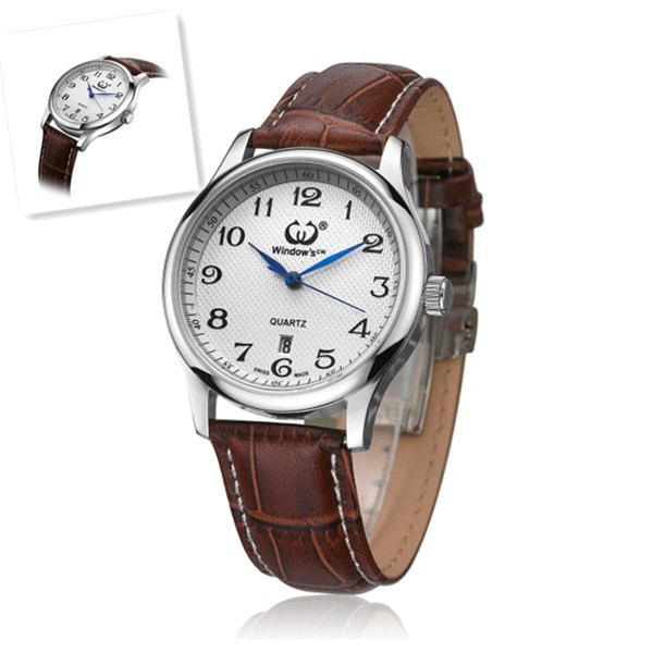 簡約經(jīng)典商務(wù)手表真皮表帶男士手表定制