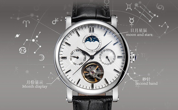 穩(wěn)達時手表定制廠家供應不銹鋼男士多功能機械手表定制